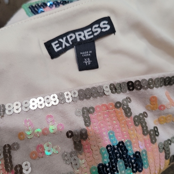 EXPRESS Mini Skirt Sequin Party Aztec Embellished - Picture 2 of 11